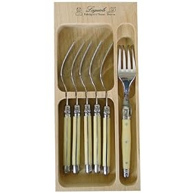 Horn Acrylic Handles Laguiole Verdier Heavy Duty Boxed Salad Forks by Laguiole