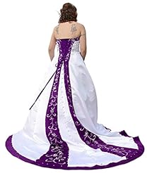 Strapless Sweetheart Beaded Colorblocking Satin Wedding Dress  with a Chapel Train 