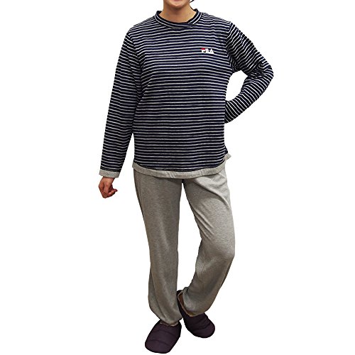 (フィラ)FILA レディースルームウェア長袖長パンツ(接結ニットボーダー/スムース)
