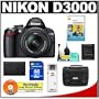 Nikon D3000 10MP Digital SLR Camera & 18-55mm f/3.5-5.6G AF-S DX VR Nikkor Zoom Lens with 8GB Card + EN-EL9a Battery + Nikon Gadget Bag + Accessory Kit