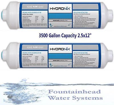 2 2.5x12" Inline Carbon Water Filters 3500 Gallons Refridgerators Ice Makers
