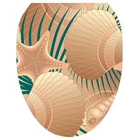 Toilet Tattoos TT-1600-O Found on the Beach Design, Elongated