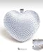 BG Crystal on heart Clutch Evening Bag, silver