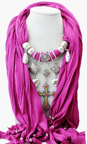 (Plum Cross Scarves Jewelry scarves Shawl Charm Sports charm cross Pendant Scarf Wrap (Plum Cross Scarves Jewelry scarves Shawl Charm Sports charm cross Pendant Scarf Wrap