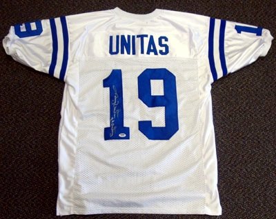 Johnny Unitas Autographed/Hand Signed Indianapolis Colts Jersey QB Century PSA/DNA #K69815