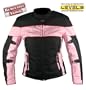 Xelement Ladies Black and Pink Tri-Tex Fabric Motorcycle Jacket with Level-3 Advanced Armored - Size : Large