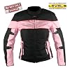 Xelement Ladies Black and Pink Tri-Tex Fabric Motorcycle Jacket with Level-3 Advanced Armored - Size : Large