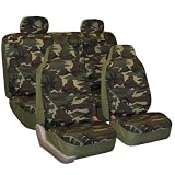 FH-FB109114 Camouflage Car Seat Covers, Airbag compatible and Split Bench, Dark Camo