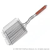 Outset QC71 Chrome Grill Basket with Rosewood Handle
