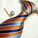 NEW Y&G Designer Hand Made Orange Blue Navy Stripes 100% Jacquard Woven Pure Silk Mens Neck Tie and Cuff Links Set 9377