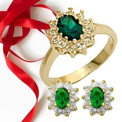 Parure femme Leia - bague + boucles d'oreille - Plaque Or 585/1000 - Oxyde de zirconium
