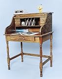 Antique Oak Wood Secretary Office Desk Table w/Storage Drawers