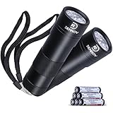 Dennov 12 led UV Flashlight Blacklight, Pets Urine and Stains Detector, 365nm, Pack of 2