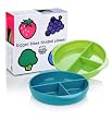 Kinderville Bigger Bites Divided Plates (Set of 2, Green/Blue)