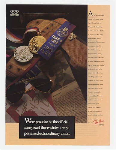 1991 Jackie Joyner-Kersee Ray-Ban Sunglasses Print Ad (22370)