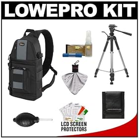 Lowepro Slingshot 202 AW Digital SLR Camera Backpack Case (Black) + Tripod + Accessory Kit for Nikon D3100, D3200, D5000, D5100, D7000, D700, D800, D4 Digital SLR Cameras