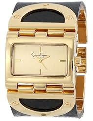 Jessica Simpson Womens JS026A Rectangle Case Analog Leather Cuff Watch