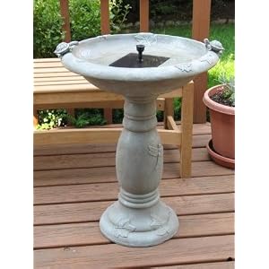 Smart Solar 20622R01 Country Gardens Solar Birdbath Fountain, Gray Weathered Stone Finish by 