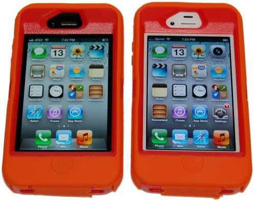 Iphone 4 4S Body Armor Defender Case Orange &amp; Red - Comparable to Otterbox Defender+ 1 Cool Colors USB charger cord for iphone &amp; Silicon Bracelet