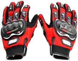 Probiker Full Finger Gloves for Bikers (Red)