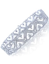 14k White Gold Diamond Heart Bracelet 19.2g (5 1/2Cttw, VS Clarity, F Color)