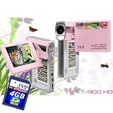 SVP T900 HD 720p Ultra-Slim Pink DIGITAL CAMCORDER+CAMERA+MP3/MP4 w/ 270 degree flip LCD + HDMI-out cable w 4GB