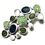 Green Swarovski Crystal Leaf Brooches And Pins