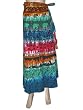 Orange Blue Tie-Dye Elephant Print Womens Boho Gypsy Wrap Skirt