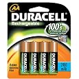 Duracell DC1500B4N AA NiMH Duracell Rechargeable Batteries, (4 Batteries)