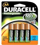 Duracell DC1500B4N AA NiMH Duracell Rechargeable Batteries, (4 Batteries)