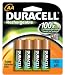 Duracell DC1500B4N AA NiMH Duracell Rechargeable Batteries, (4 Batteries)