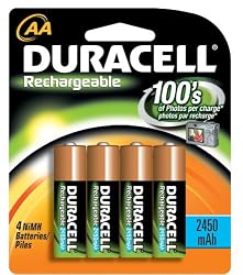 Duracell DC1500B4N AA NiMH Duracell Rechargeable Batteries, (4 Batteries)
