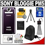 Sony Bloggie MHS-PM5 1080 HD Video Snap Camera Camcorder (Violet) + 8GB Card + Battery + Case + Accessory Kit