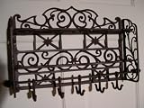 Unique Cast Iron Spice Rack - Iron Shelf with Cup Hooks
