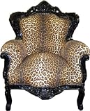 Barock Sessel Tron Leopard/Schwarz – Thron Stuhl Sofa Möbel Rokoko Prunk – Limited Edition