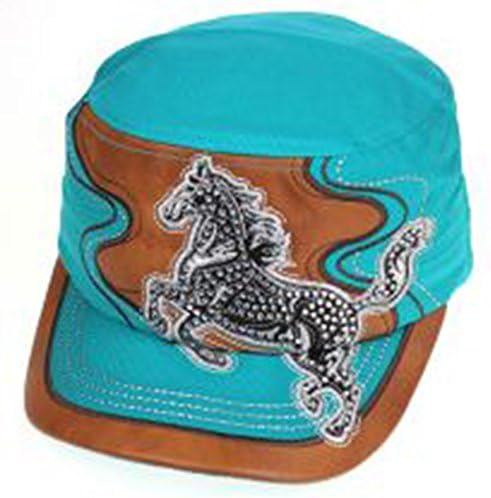 Western Cowgirl Bling Rhinestone Horse Cap Hat (Turquoise)