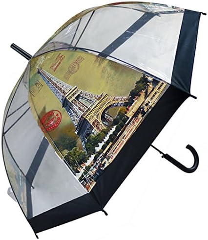 Fb Apollo semi-automatic London Paris Eiffel Tower cage POE transparent umbrella. ( khaki)