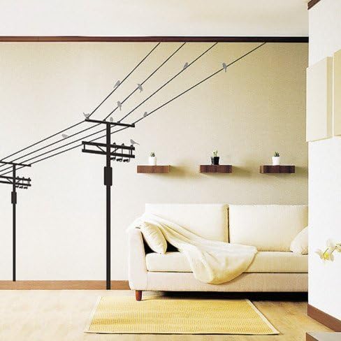 HM Electric Poles and Birds Repositional Wall Decal