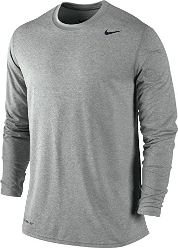 Nike Mens Legend Poly Long Sleeve Dri-Fit Training Shirt Carbon Heather/Black 377780-063 Size XX-Large ...