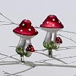 Pack of 24 Enchanted Garden Red Mushroom Glass Clip-On Christmas Ornaments 4"