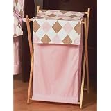 Baby and Kids Clothes Laundry Hamper for Pink and Brown Argyle Bedding Sets by JoJo Designs