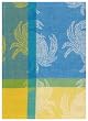 100% Cotton Jacquard Crab Turquoise Blue and Yellow Dishtowel 18" X 28" Set / 6