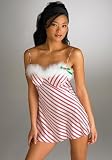 Cinema Etoile Candy Cane Babydoll with Matching Thong Sleepwear