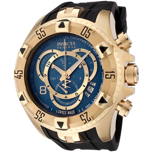 Invicta Men's 6973 Reserve Collection Excursion Touring Chronograph Blue Dial Black Polyurethane Watch