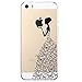 iPhone SE Case, JAHOLAN Beautiful Clear TPU Soft Case Rubber Silicone Skin Cover for iPhone 5/5S/SE - Black Beautiful Butterfly Girl