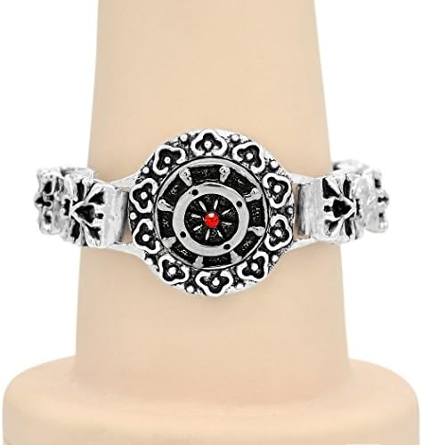 Wild Wind (TM) Exotic Style DIY Buttons Black Pierced Square Clovers Bracelet (Rudder)