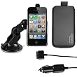 mumbi iPhone 4 4S ZUBEH�R SET: KFZ Halterung Autohalterung mit Halteschale + KFZ Ladekabel + Tasche