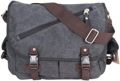 Egelbel Men Canvas Zip Double Buckle Crossbody Bags