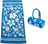 Strandtuch Set, Frottee Badetuch mit passender Frottee Tasche, blue combo