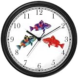 Three Colorful Coy Fish Wall Clock by WatchBuddy Timepieces (Slate Blue Frame)